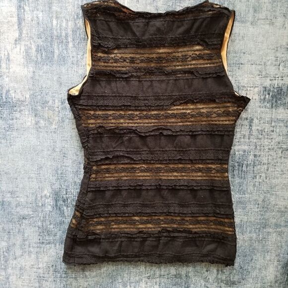 Max Studio Black Ruffle and Lace Tank S - Picture 2 of 7